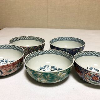 【新品未使用】陶器 どんぶり5個 盆 木杓子セット（和光園）