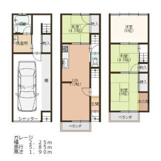 🟪売物件◆３階建て戸建て🟪 ◆平野区瓜破東◆１階ガレージ◆４ＬＤ...