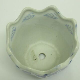 si0640　陶器製　鉢　鉢受け　セット　青/白　花柄　花模様　プランター　植木鉢　陶器鉢　コンパクトサイズ　花　植物　観葉植物の画像