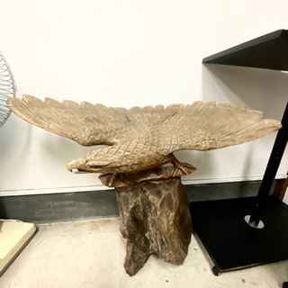 中古 木彫り 鷹 置物