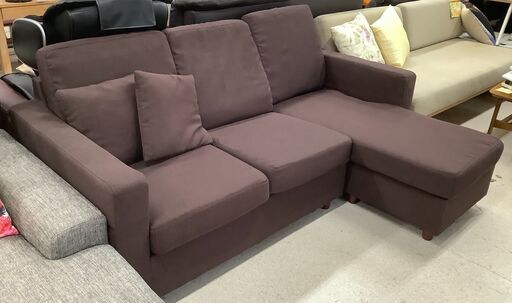 3人掛けソファ ファブリックソファ DBR L字型【ユーズドユーズ名古屋天白店】 J972