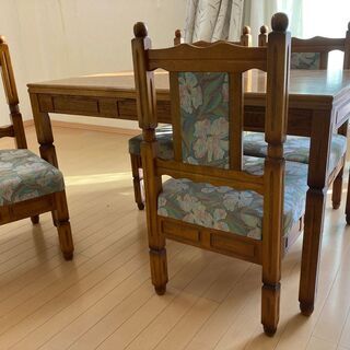 札幌市◆hikari / 4P ダイニングセット ◆オーク材 食卓テーブル ■ 椅子 チェア 脚 4人掛 光製作所 アンティーク アーコールの画像