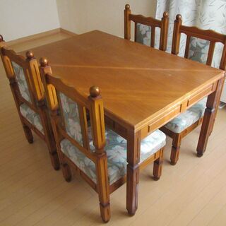札幌市◆hikari / 4P ダイニングセット ◆オーク材 食卓テーブル ■ 椅子 チェア 脚 4人掛 光製作所 アンティーク アーコールの画像