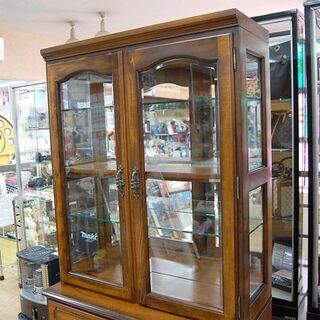 カリモク 飾り棚 幅89×奥45×高179cm キュリオケース 照明付き カットガラス コレクションボード karimoku 札幌市 清田区 平岡の画像