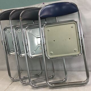 パイプ椅子 4脚セット 折りたたみ椅子 チェア 黒/紺 まとめて