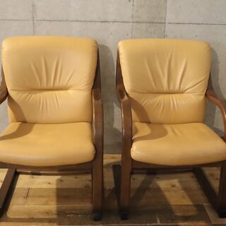 美品✨高級 富士ファニチア ソファ 本革 ダイニングチェア曲げ木