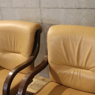 美品✨高級 富士ファニチア ソファ 本革 ダイニングチェア曲げ木