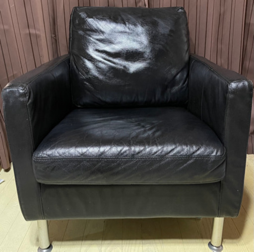 無印良品　シングルソファ　革　レザー　ブラック　黒　MUJI