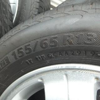 【ありがとうございます】イボががうっすら確認ブリヂストン、屋内保管、155-65-13、夏タイヤ、アルミ付の画像