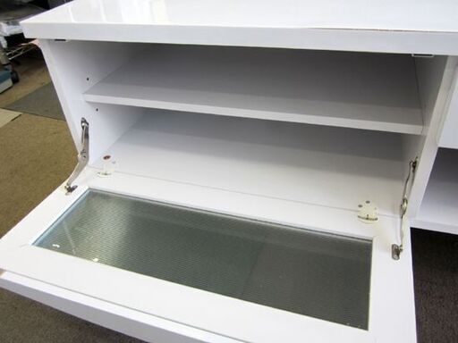 テレビボード 幅120㎝ エナメル調  白／ホワイト 収納あり シンプル TV台 TVボード 大きめ 札幌 北20条店