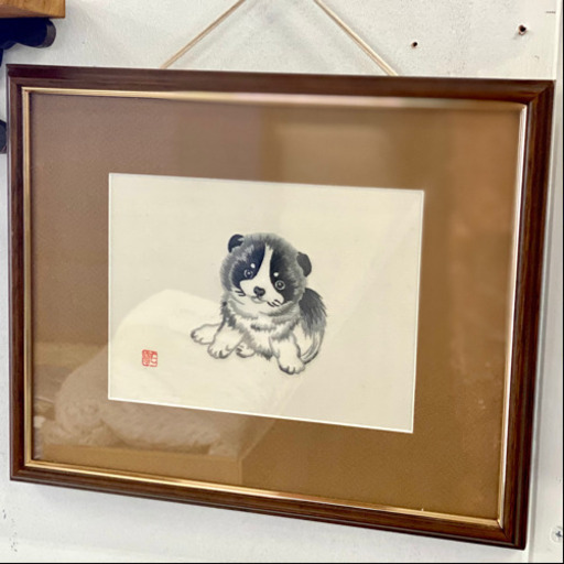 刺繍の犬の絵