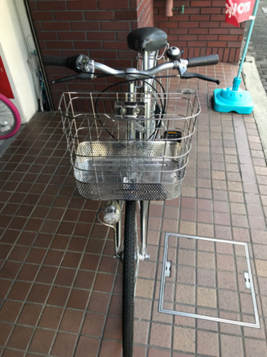 27インチ　外装6段変速　ledオートライト付き　さびにくいステンレスかご付き