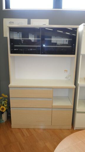 k400☆食器棚・レンジボード☆ホワイトウッド調☆幅1160㎜☆近隣配達、設置可能
