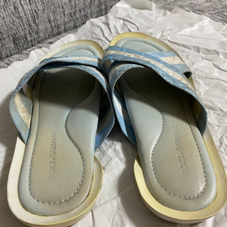 ドルチェ&ガッバーナ　サンダル　ブルー　ホワイト　激安　サイズ7の画像