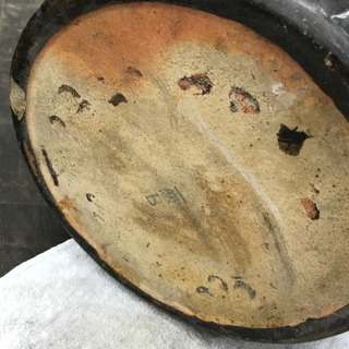 ★時代★陶器製 八角火鉢 青色 39cm★瓶掛 金魚鉢 メダカ鉢 古民具 茶道具の画像