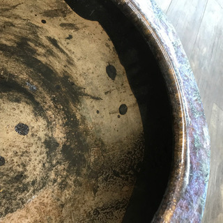 ★時代★陶器製 八角火鉢 青色 39cm★瓶掛 金魚鉢 メダカ鉢 古民具 茶道具の画像