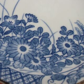 【取引成立】●無料● 青系 丸型 お花デザイン お皿 2枚 セット 差し上げます。＊石川県＊美川より＊期間限定の画像