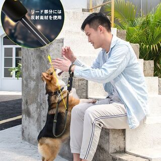 小型 中型犬用 多機能ハンズフリー取り外しリード (ブラック) [並行輸入品]の画像