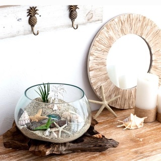 アジアン バリ島 流木 ガラスボール オブジェ 置物 リゾートの画像