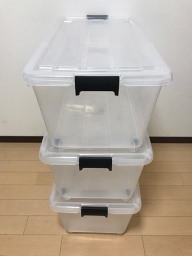 フタ付 収納ケース　3個セット コロ付収納BOX  衣装ケース キャスター付き