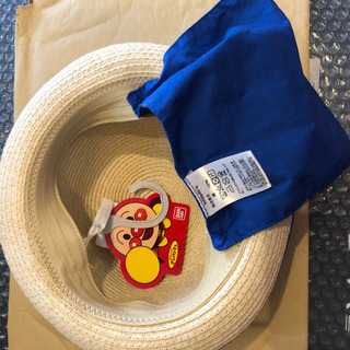 新品◉アンパンマン◉麦わら帽子◉青色◉ネックガード付き◉48㎝の画像