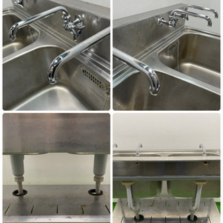 業務用　ステンレス　2層シンク流し台　蛇口付き　店舗　飲食店　Ｗ１２００ｘＤ６００ｘＨ８００ｍｍの画像