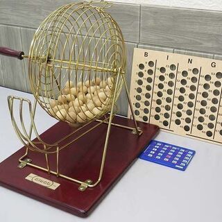 ss2671　ビンゴマシン　ゴールド　スチール　ビンゴケージ 　...