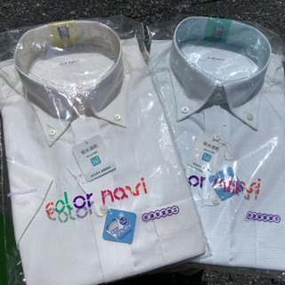新品未使用　形態安定シャツ　ブルー&イエロー