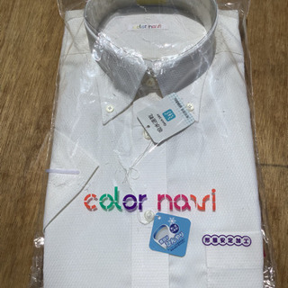 引渡済　新品未使用　形態安定シャツ　ブルー&イエローの画像