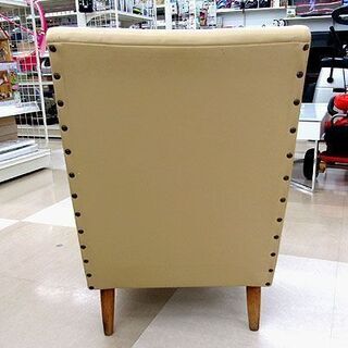 札幌市/清田区　1人掛けソファ 合皮 ベージュ ① レザー パーソナルチェア 1人用 ソファ ナチュラルの画像