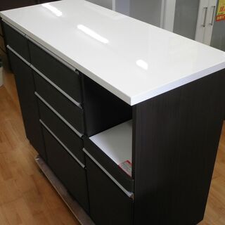 k405☆ニトリ☆キッチンカウンター・レンジボード☆食器棚☆ブラウン