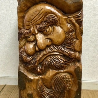 ★値下げしました★山梨県甲府市・店舗販売品  衝立& 置物 2点セット 無垢材 一刀彫 虎 竹 達磨 彫刻 天然木 の画像