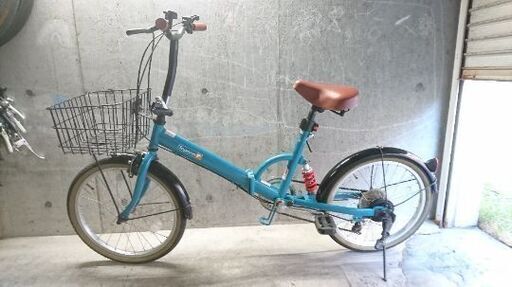 折り畳み自転車中古 Topone 外装6段変速 カゴ・リアサスペンション付き タイヤ20インチ 