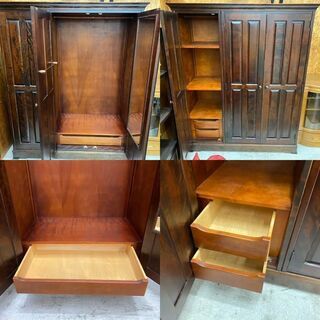 【愛品館 江戸川店】歳末プライス 北海道民芸家具 3枚扉クローゼット ID:155-017958-007の画像