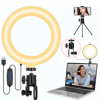 (新品)LEDリングライト ねじクリップ式 6インチ 自撮りライト 