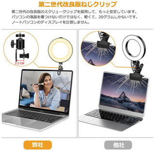 (新品)LEDリングライト ねじクリップ式 6インチ 自撮りライト の画像