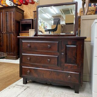 【愛品館 江戸川店】北海道民芸家具 鏡台 ドレッサー ID:155-017959-007の画像