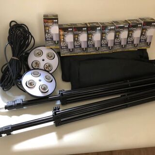 LED電球付 ソフトボックス　撮影用照明(2セット)の画像