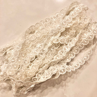 【ネット決済・配送】カネボウ　レース　オフホワイト　白　フリフリ　Kanebo lace カネボー　アンティーク　フレンチ　ニードルポイント　フリル　手芸　ハンドメイド　リボン　 Handmade white lace antique French needlepoint ribbon frillの画像