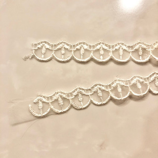 【ネット決済・配送】カネボウ　レース　オフホワイト　白　フリフリ　Kanebo lace カネボー　アンティーク　フレンチ　ニードルポイント　フリル　手芸　ハンドメイド　リボン　 Handmade white lace antique French needlepoint ribbon frillの画像