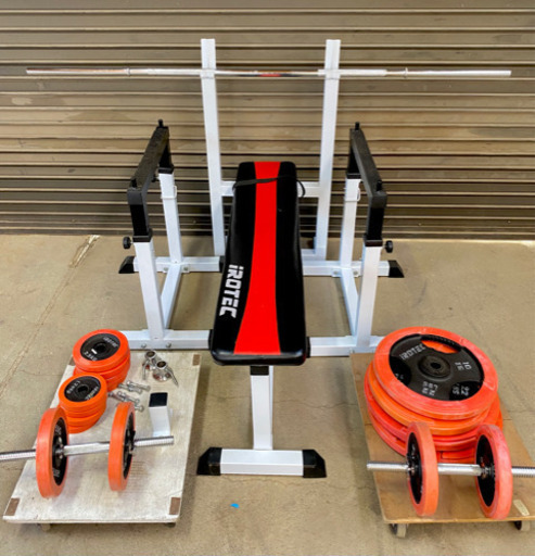 iROTEC アイロテック ストレングスセット プレスベンチ+ラバーバーベルダンベル【直接引取限定】