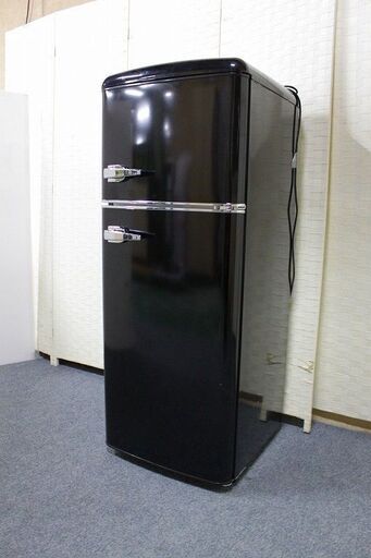 2ドアレトロ冷凍冷蔵庫 メタリックハンドル おしゃれ 114L PRR-122D-B ブラック 2020年製 オーヤマ 冷蔵庫 中古家電 店頭引取歓迎 R3890)