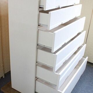 マルミツ ハイタイプ6段チェスト 幅100 ホワイト スライドレール