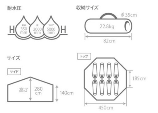 8/10まで　DOD タケノコテント　T8-495  純正グランドシート付き