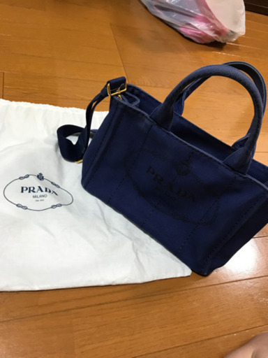 PRADA カナパ　ブルー　バッグ