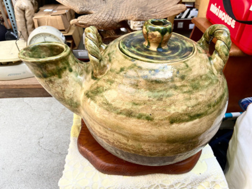 中古 巨大 茶瓶 急須 陶器 置物 飾り物 高さ約32㎝ (雑1-239)