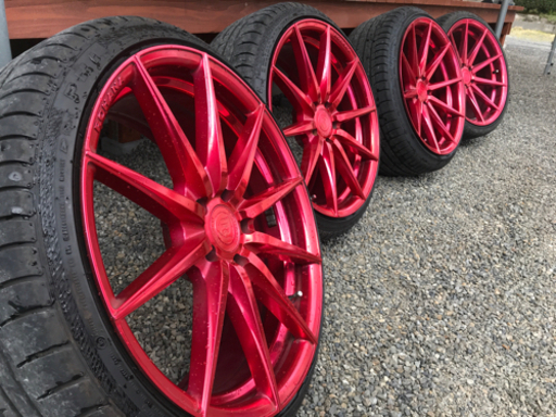 ROHANA RF1 キャンディレッド 20インチ 114.3 4本セット タイヤ付き