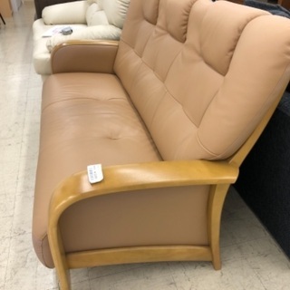 美品　カリモク　ベージュ 牛革3人掛けソファ 地域限定】【カリモク】 3人掛ソファ ブルックス Z18753