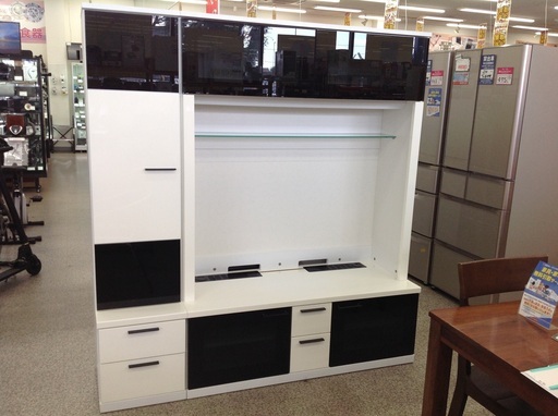 ホワイト 木製 ハイバック テレビボード【9650247】