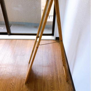 スタンドミラー 鏡 天然木の画像